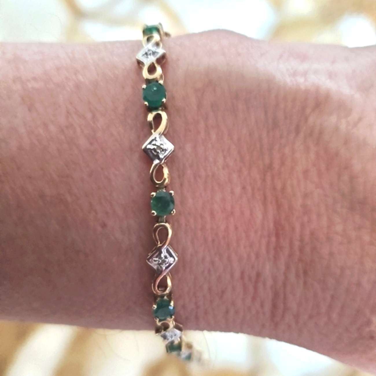 2.25 Ct Natural Emerald And Diamond Infinity Bracelet 10k